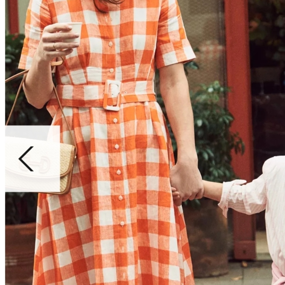Boden Pink and White Gingham Maxi Shirt Dress - Picture 6 of 7